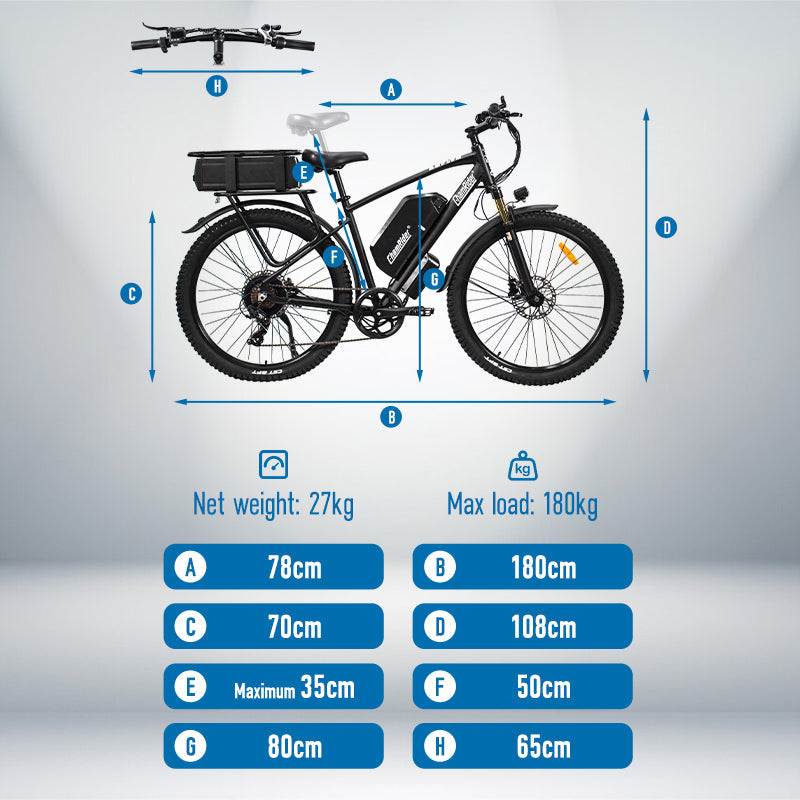 ChamRider DM427 Ebike – 27.5" 48V 27Ah Battery, 60-90KM Range, 750W Motor – Ideal Lightweight Commuter & Delivery E-MTB