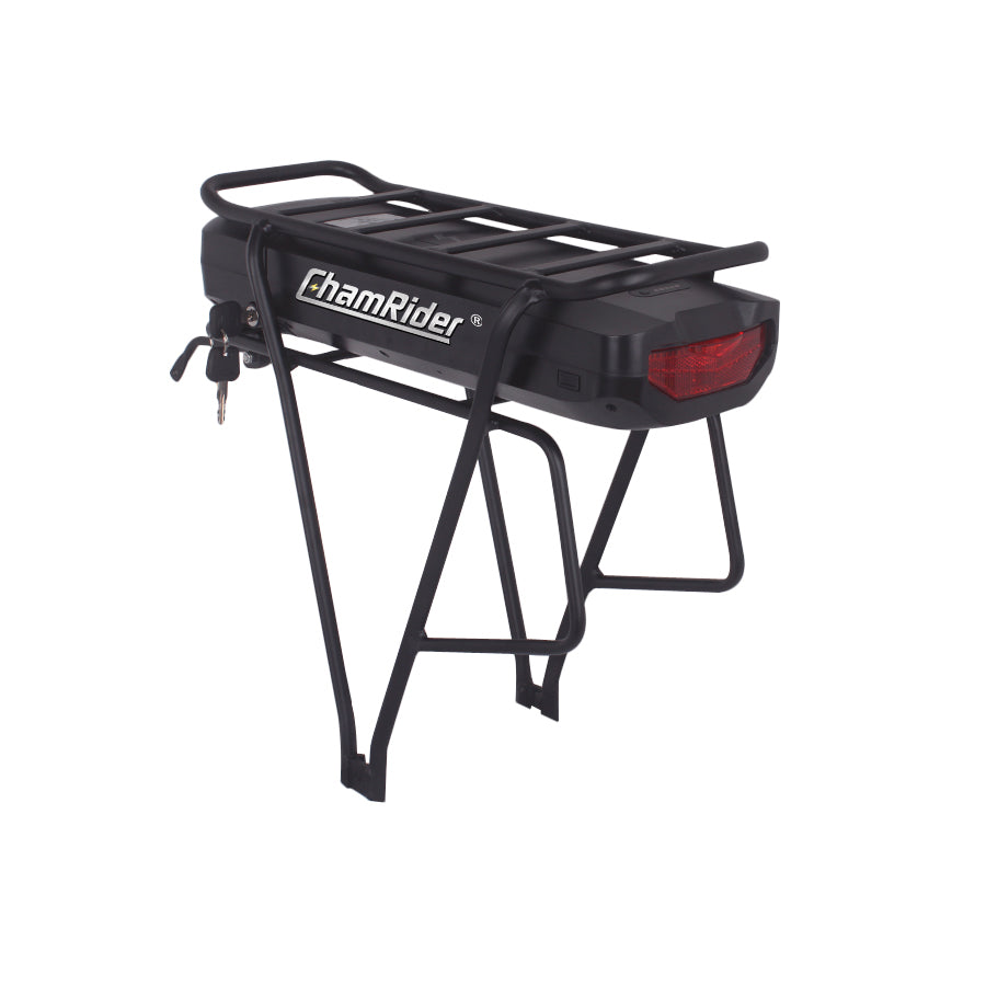 Original ChamRider Rear Rack E-Bike Battery – 36V, 48V & 52V, 25Ah-35Ah Capacity, Compatible with 300W-1500W Motors, 25A & 40A BMS, Powerful Battery for Bafang and More