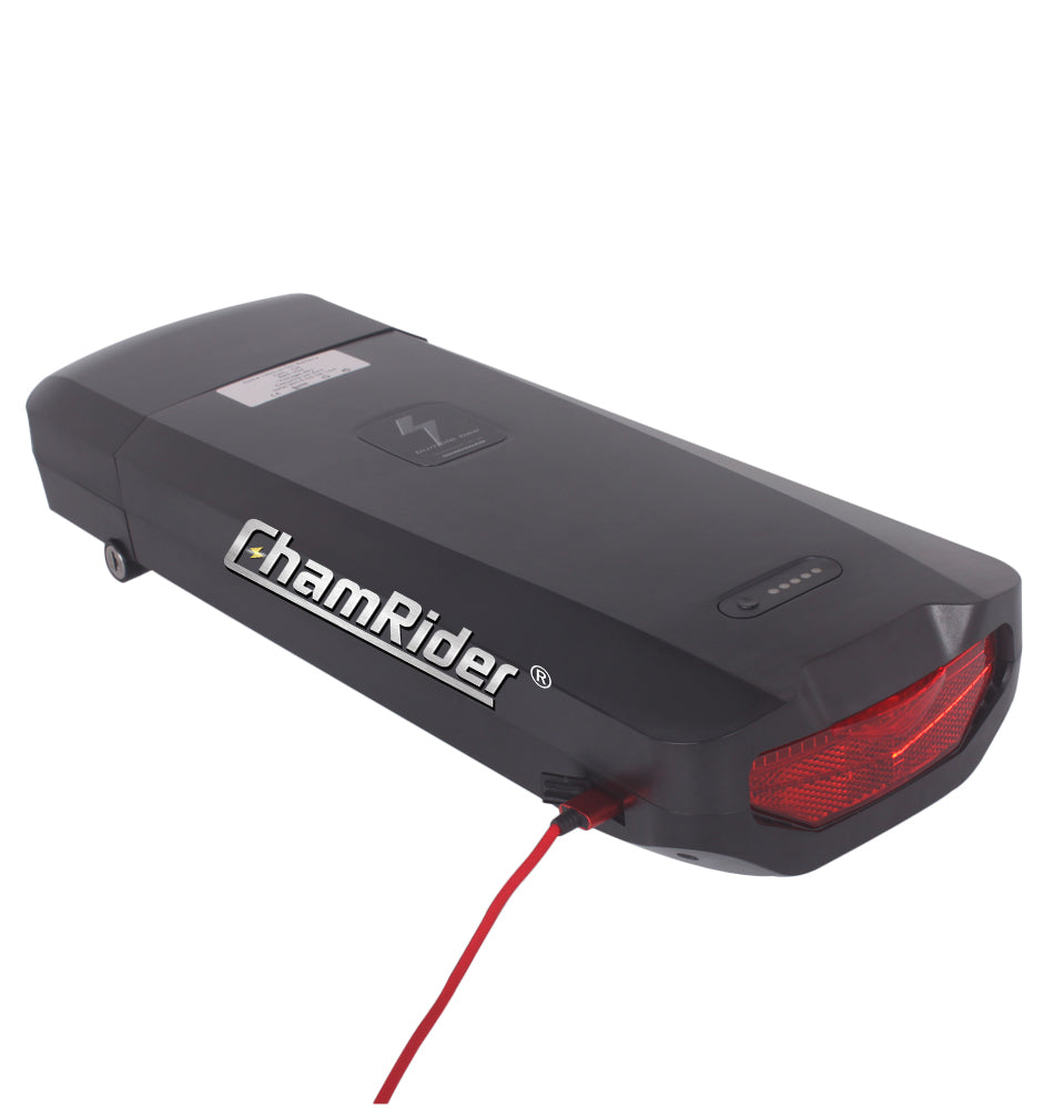 Original ChamRider Rear Rack E-Bike Battery – 36V, 48V & 52V, 25Ah-35Ah Capacity, Compatible with 300W-1500W Motors, 25A & 40A BMS, Powerful Battery for Bafang and More
