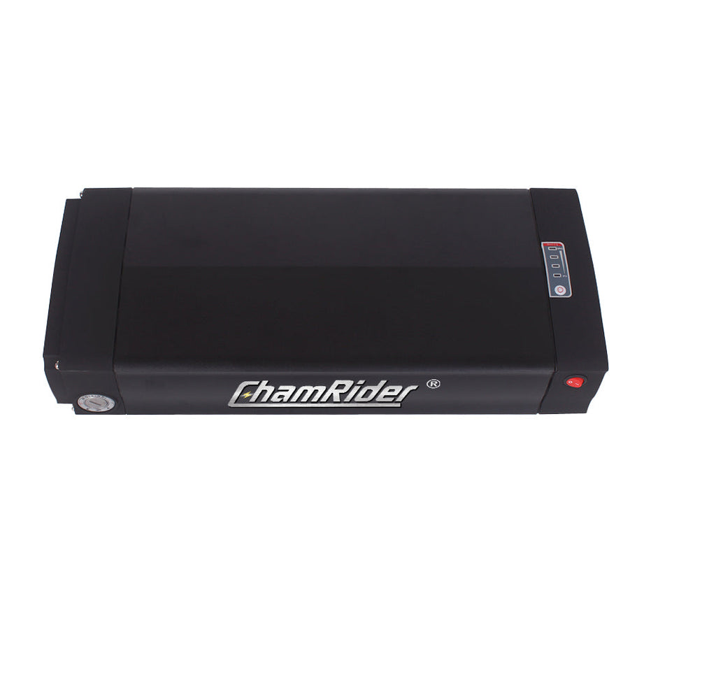 Original ChamRider Rear Rack E-Bike Battery – 36V, 48V & 52V, 25Ah-35Ah Capacity, Compatible with 300W-1500W Motors, 25A & 40A BMS, High-Performance Battery for Bafang and More.