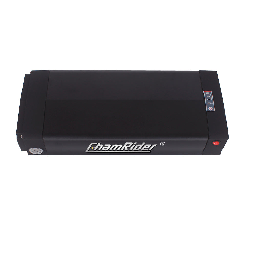 Original ChamRider Rear Rack E-Bike Battery – 36V, 48V & 52V, 25Ah-35Ah Capacity, Compatible with 300W-1500W Motors, 25A & 40A BMS, High-Performance Battery for Bafang and More.