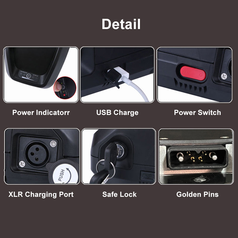 ChamRider 36V Down Tube E-Bike Battery – Samsung 21700 Cells, High Capacity, Smart BMS, Compact & Long-Lasting Power for Electric Bikes (250W–1000W)