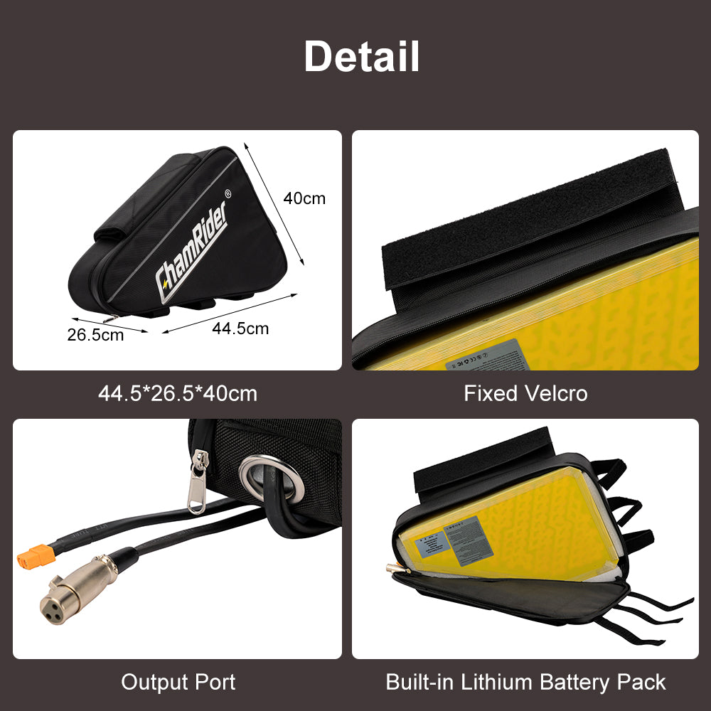 ChamRider High-Capacity Triangle E-Bike Battery | Samsung 21700 | 48V / 52V / 60V / 72V | 2000W–3000W | Smart BMS