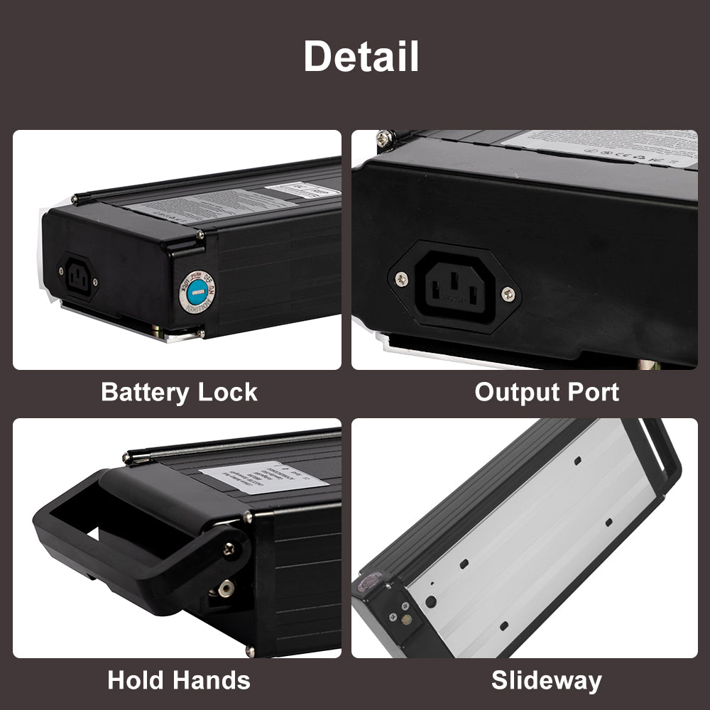 ChamRider Lightweight Rear Rack E-Bike Battery Model 106 – 36V & 48V, 20Ah & 25Ah, Compatible with 350W, 750W & 1500W Motors, 18650 & 21700 Cells, European Certified, Bafang Compatible