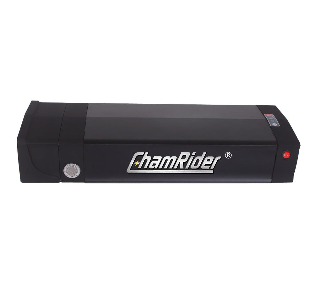 Original ChamRider Rear Rack E-Bike Battery – 36V, 48V & 52V, 25Ah-35Ah Capacity, Compatible with 300W-1500W Motors, 25A & 40A BMS, High-Performance Battery for Bafang and More.