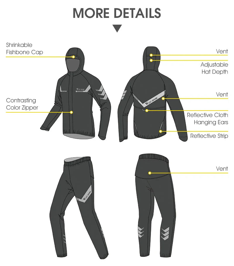Reflective Cycling Raincoat & Pants – Windproof for E-Bikes