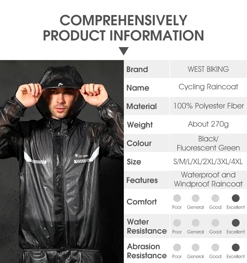 Reflective Cycling Raincoat & Pants – Windproof for E-Bikes