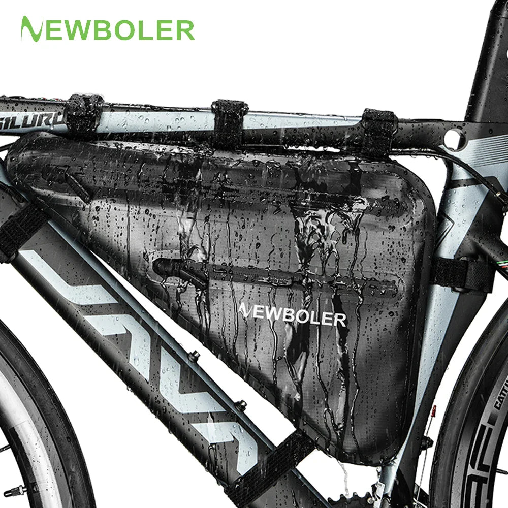 NEWBOLER Waterproof Triangle Bike Frame Bag – Rainproof, Large Capacity Pouch for MTB & Road Bikes