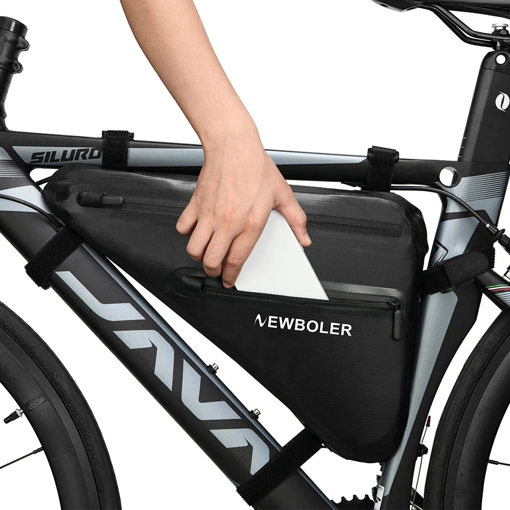 NEWBOLER Waterproof Triangle Bike Frame Bag – Rainproof, Large Capacity Pouch for MTB & Road Bikes