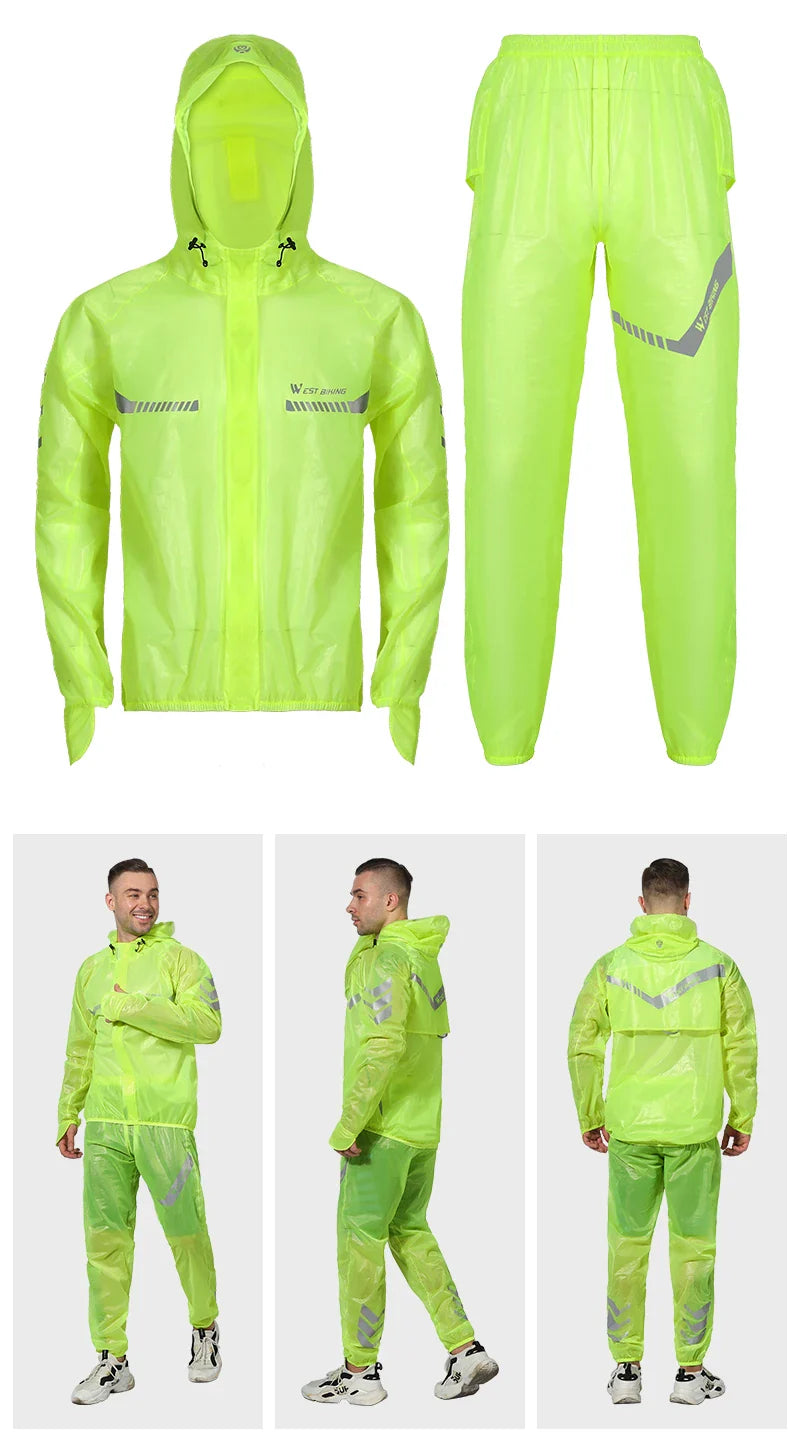 Reflective Cycling Raincoat & Pants – Windproof for E-Bikes