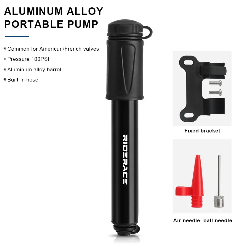 Compact Bike Pump – For Bicycle & Ball Tires, Universal Valve