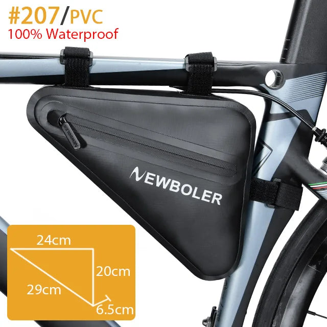NEWBOLER Waterproof Triangle Bike Frame Bag – Rainproof, Large Capacity Pouch for MTB & Road Bikes