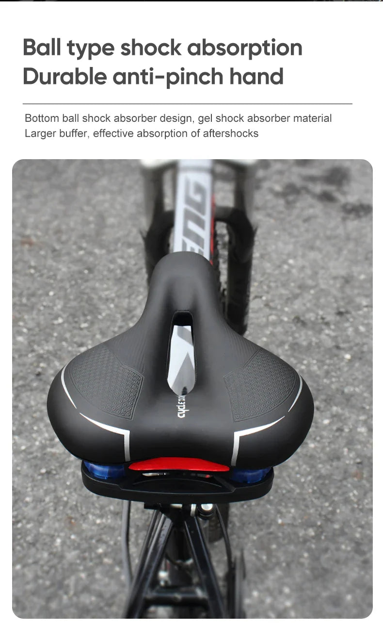 Hollow Breathable Bicycle Saddle Men Women MTB Road Bike Saddle Shock Absorbing Comfortable Big Butt Bike Seat Safety Warning