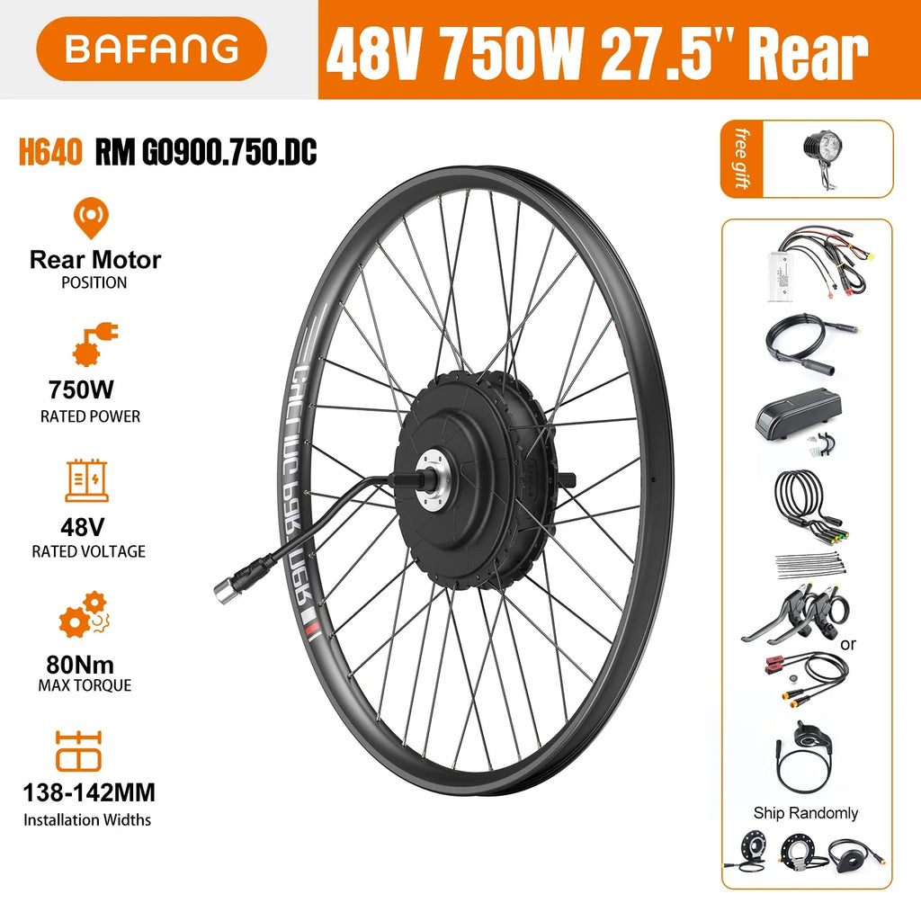 27.5" 48V 750W Rear Hub Motor Kit – Cassette Compatible E-Bike Conversion