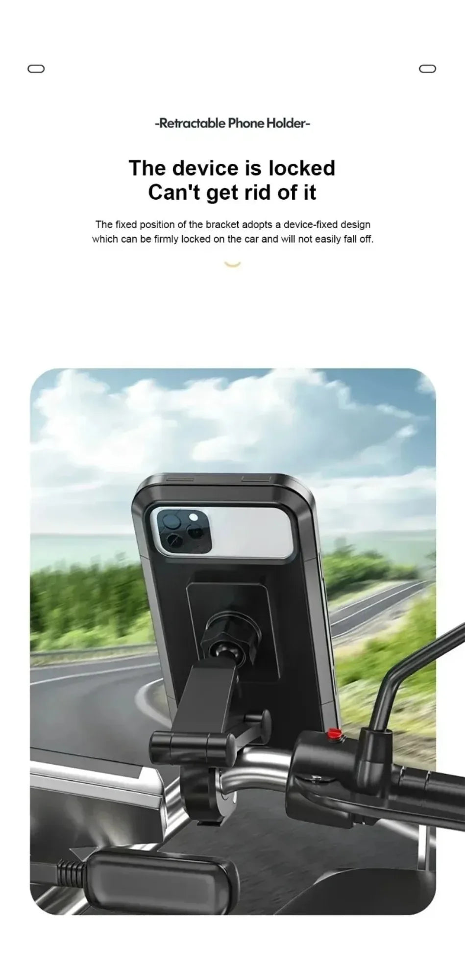 Waterproof Phone Holder – 360° Rotation for E-Bikes & Motorcycles