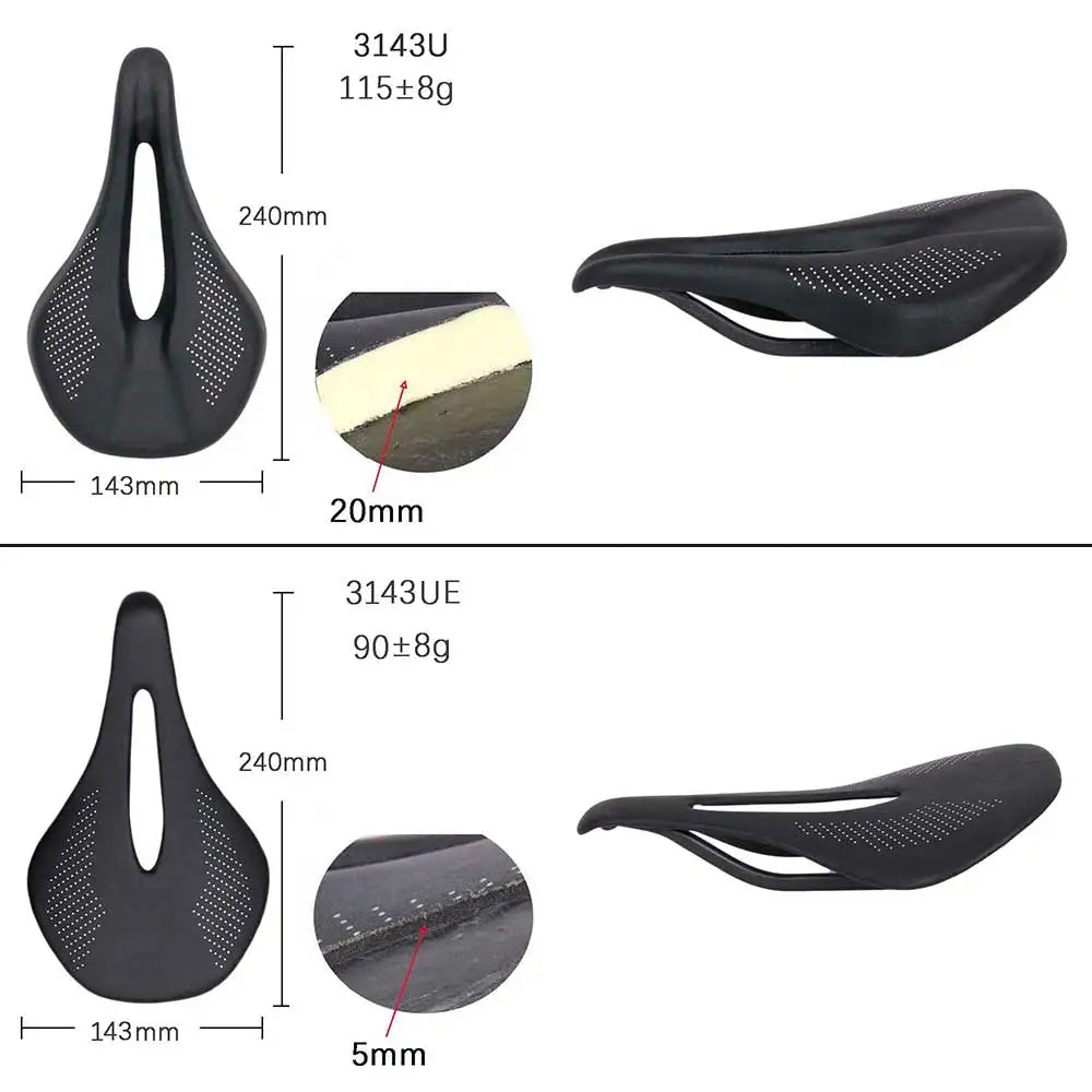ELITAONE MTB Carbon Saddle Super Light 89g Road Bike Saddles 240x143/155mm UD Bare Carbon Finish Bicycle Seat