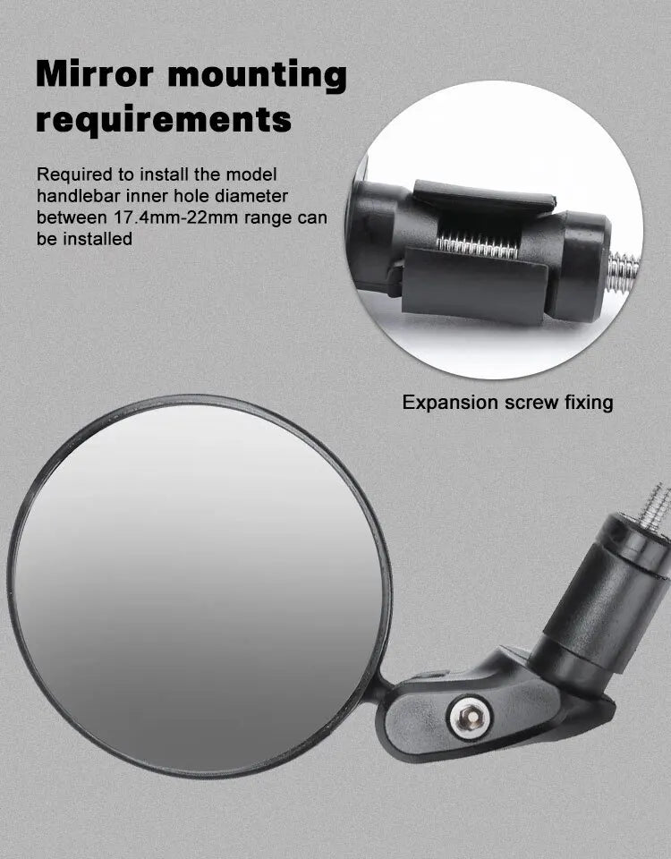 Set of 2 Adjustable Bike Rearview Mirrors – Wide Angle, 360° Rotation