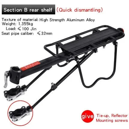 Quick Release Mountain Bike Rear Seat Rack Bicycle Carrier Baggage Rack Cycling Equipment Single Speed Bike Accessories