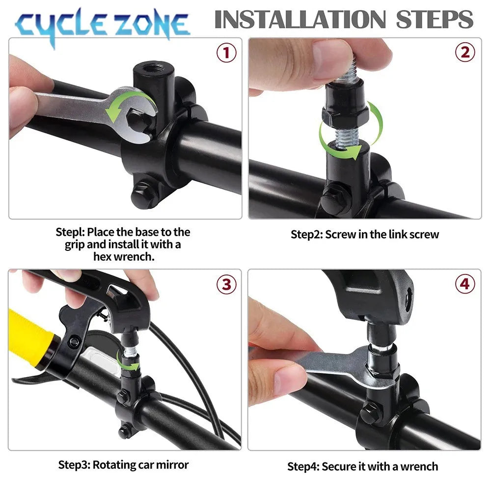 Adjustable Bike Rearview Mirror – 360°, Wide-Angle View