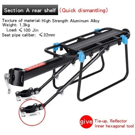 Quick Release Mountain Bike Rear Seat Rack Bicycle Carrier Baggage Rack Cycling Equipment Single Speed Bike Accessories