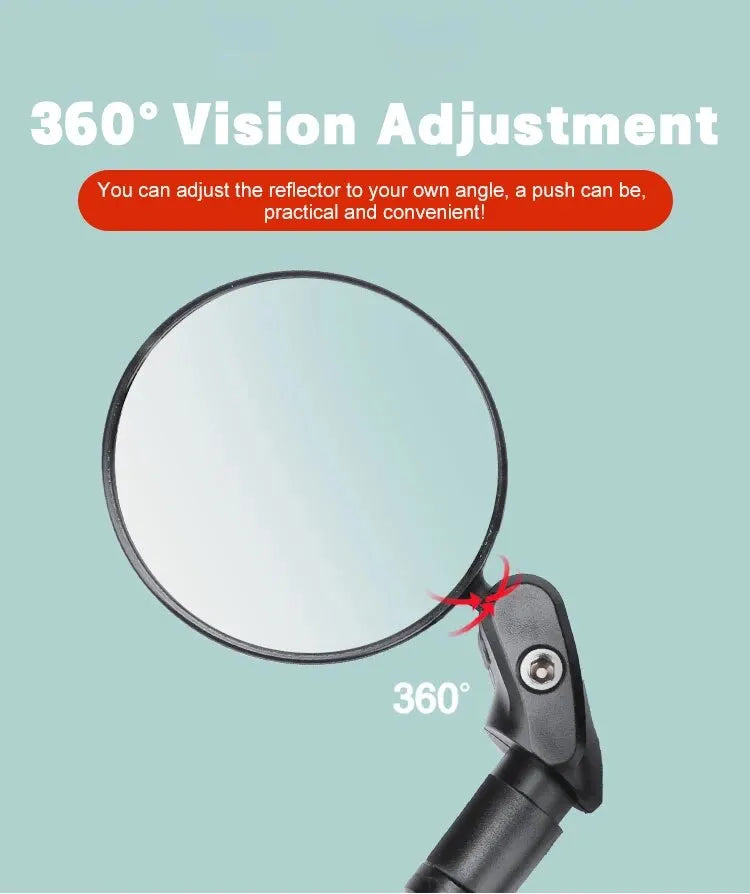 Set of 2 Adjustable Bike Rearview Mirrors – Wide Angle, 360° Rotation