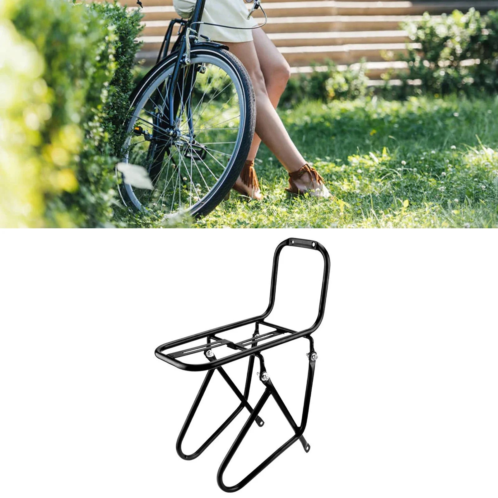 Bicycle Front Rack Steel Cycling Front Bracket Luggage Shelf Cargo Rack 25x15x15cm Carrier Bracket