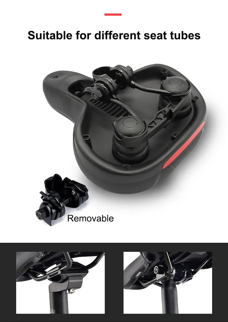 Hollow Breathable Bicycle Saddle Men Women MTB Road Bike Saddle Shock Absorbing Comfortable Big Butt Bike Seat Safety Warning