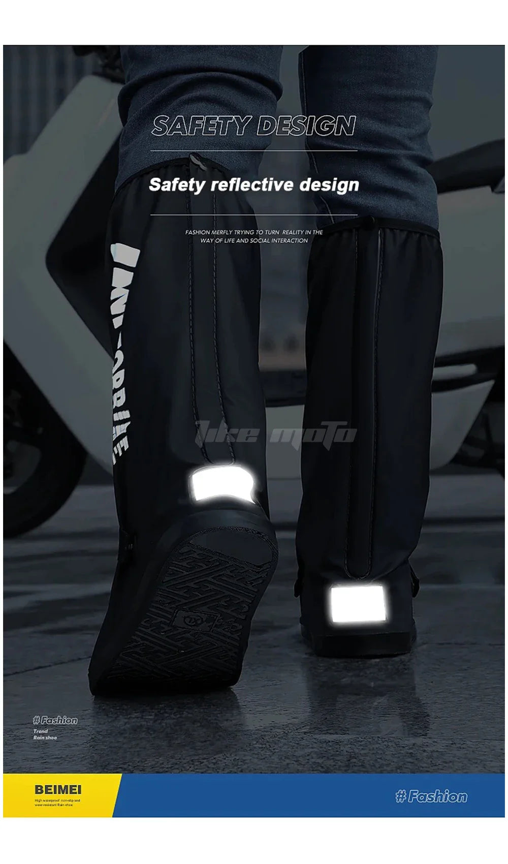 Reflective Waterproof Rain Boots – Non-Slip for E-Bike Cyclists