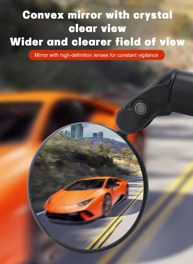 Set of 2 Adjustable Bike Rearview Mirrors – Wide Angle, 360° Rotation