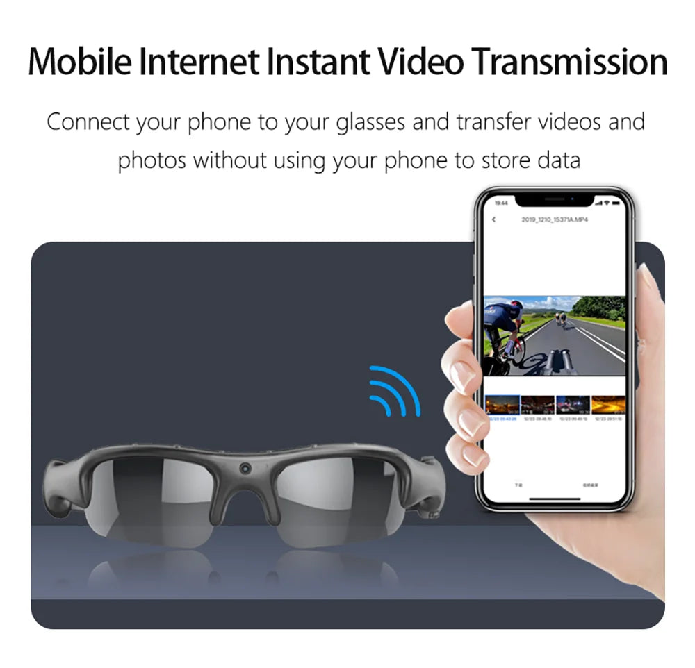 WiFi Camera Glasses – 1080P HD Video for E-Bike Riders