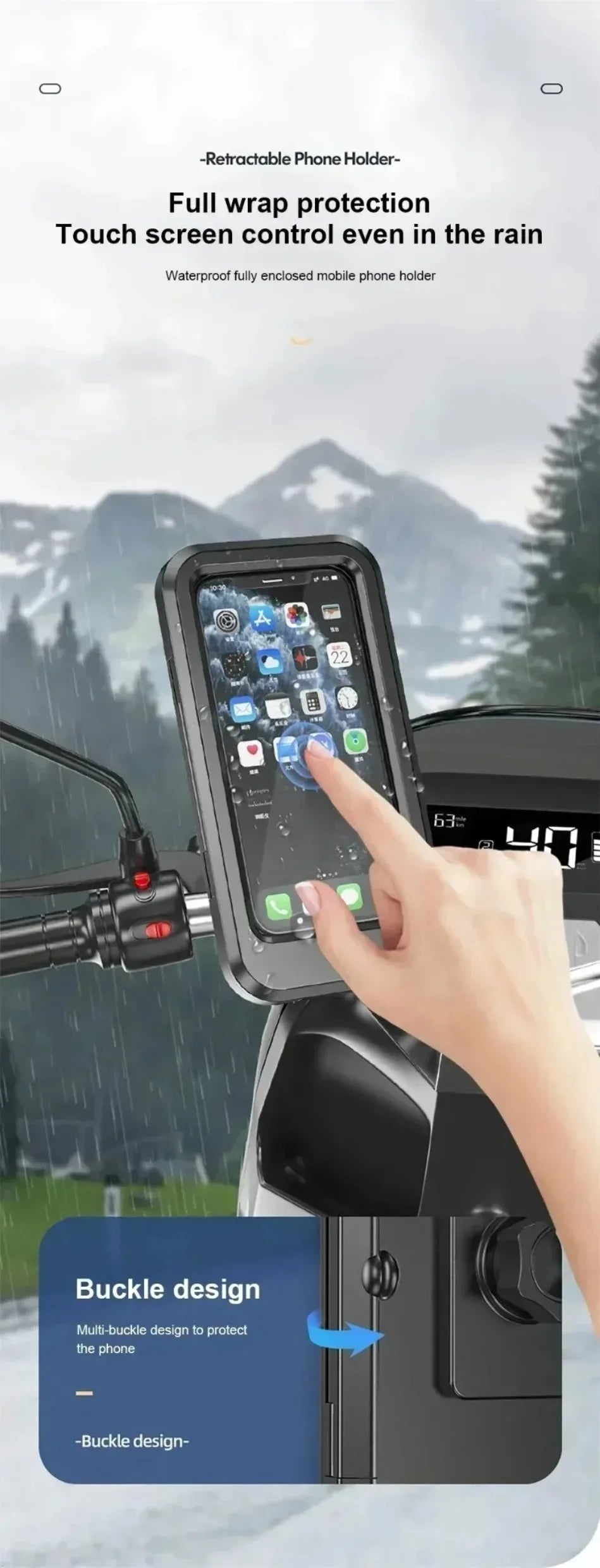 Waterproof Phone Holder – 360° Rotation for E-Bikes & Motorcycles