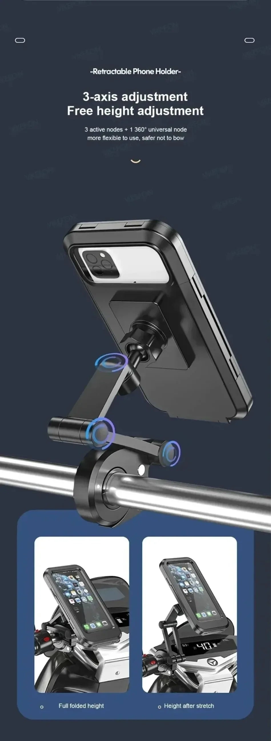 Waterproof Phone Holder – 360° Rotation for E-Bikes & Motorcycles