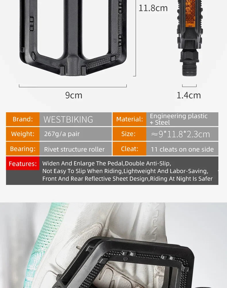 Cycling Pedals for Electric Bikes – Non-Slip, 9/16'' Fit