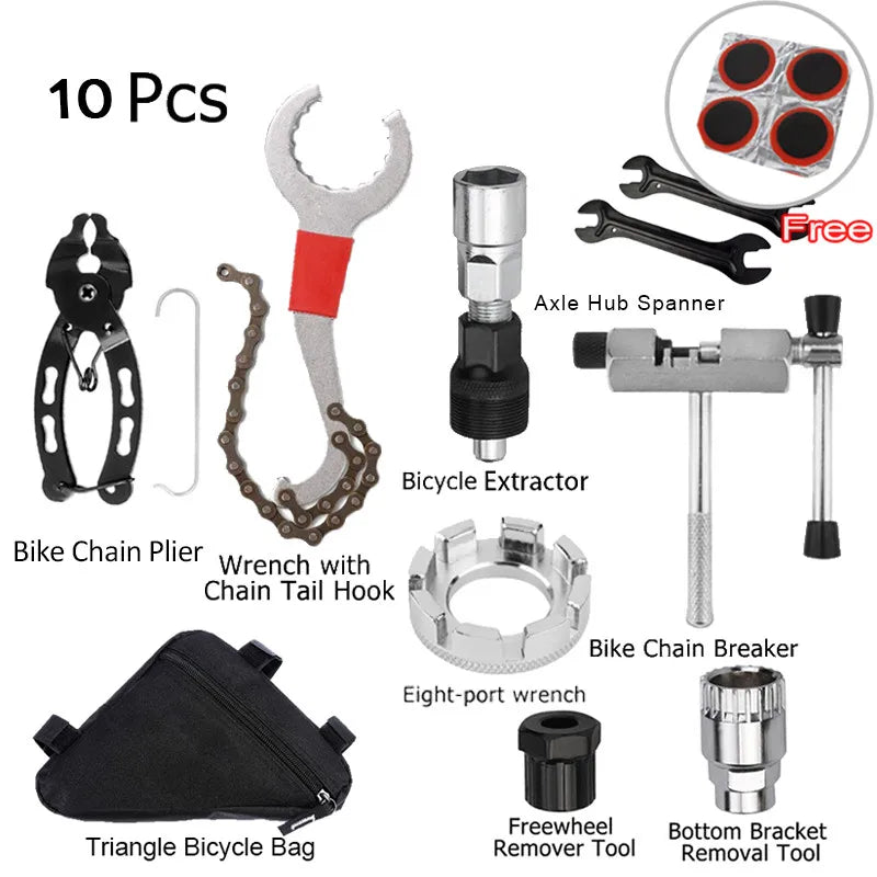 Bicycle Repair Tool Kits Flywheel Remover Cutter Chain Breaker Crank Puller Spoke Wrench MTB Road Bike Maintenance Tools Set