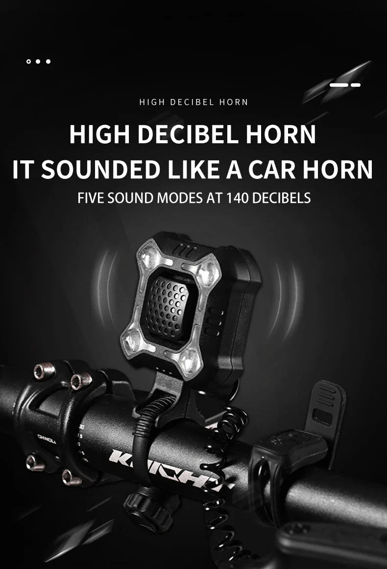 Bicycle Electronic Bell Bicycle Light Scooter E-bike Trumpet Alarm Bike Bell USB Charge Cycling Warning Alert Safety Riding