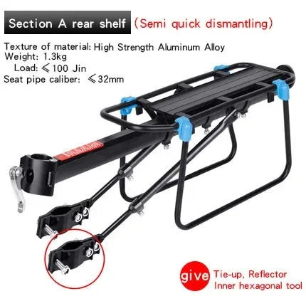 Quick Release Mountain Bike Rear Seat Rack Bicycle Carrier Baggage Rack Cycling Equipment Single Speed Bike Accessories