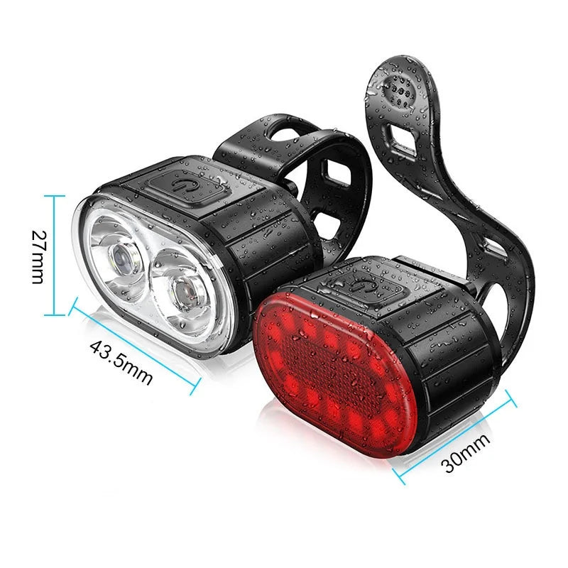USB Rechargeable Bike Lights – Front and Rear Set for E-Bikes