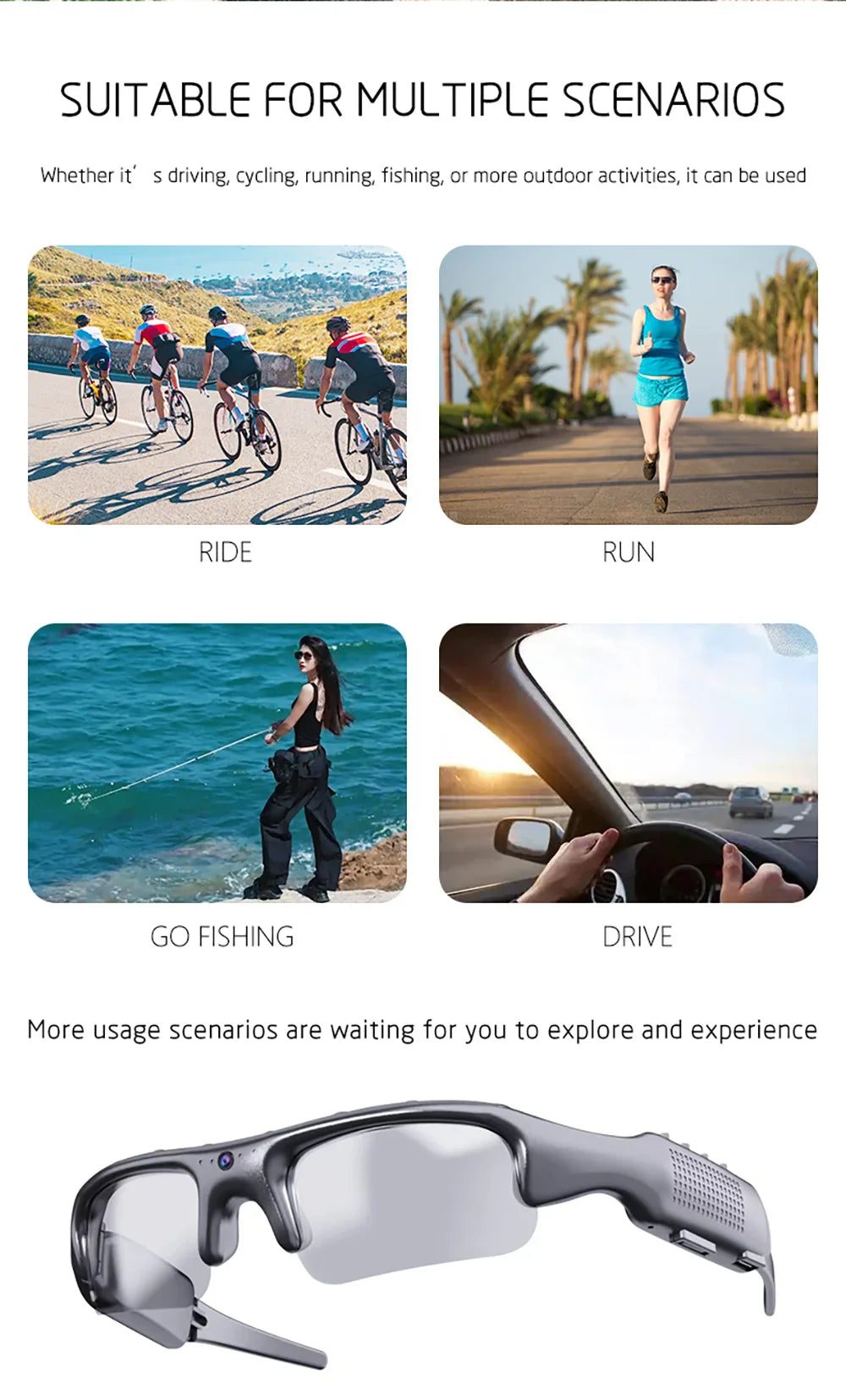 WiFi Camera Glasses – 1080P HD Video for E-Bike Riders