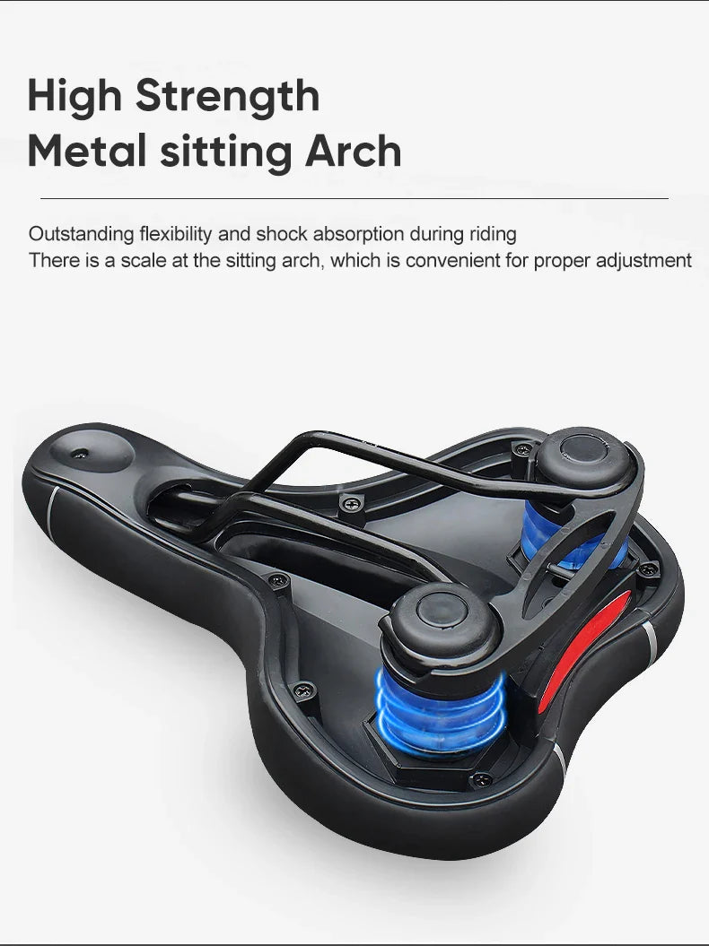 Hollow Breathable Bicycle Saddle Men Women MTB Road Bike Saddle Shock Absorbing Comfortable Big Butt Bike Seat Safety Warning