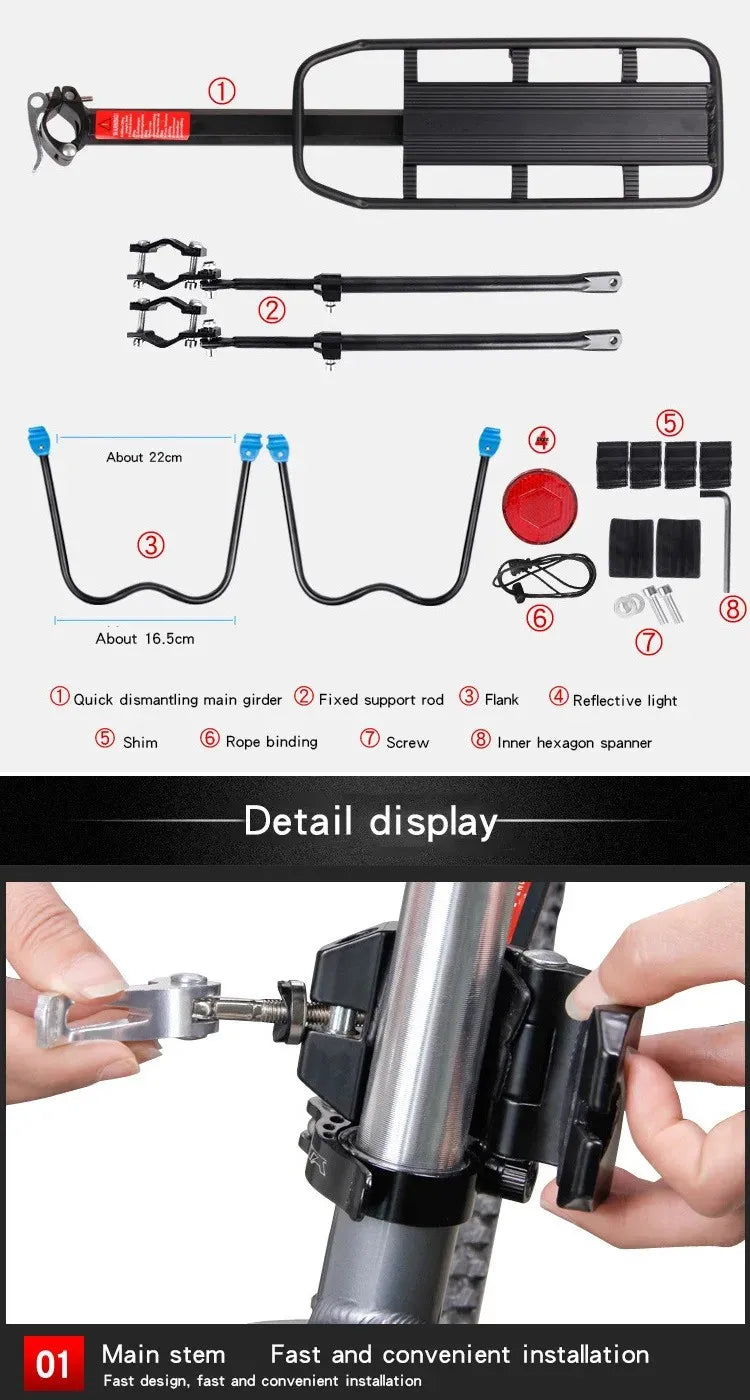 Quick Release Mountain Bike Rear Seat Rack Bicycle Carrier Baggage Rack Cycling Equipment Single Speed Bike Accessories