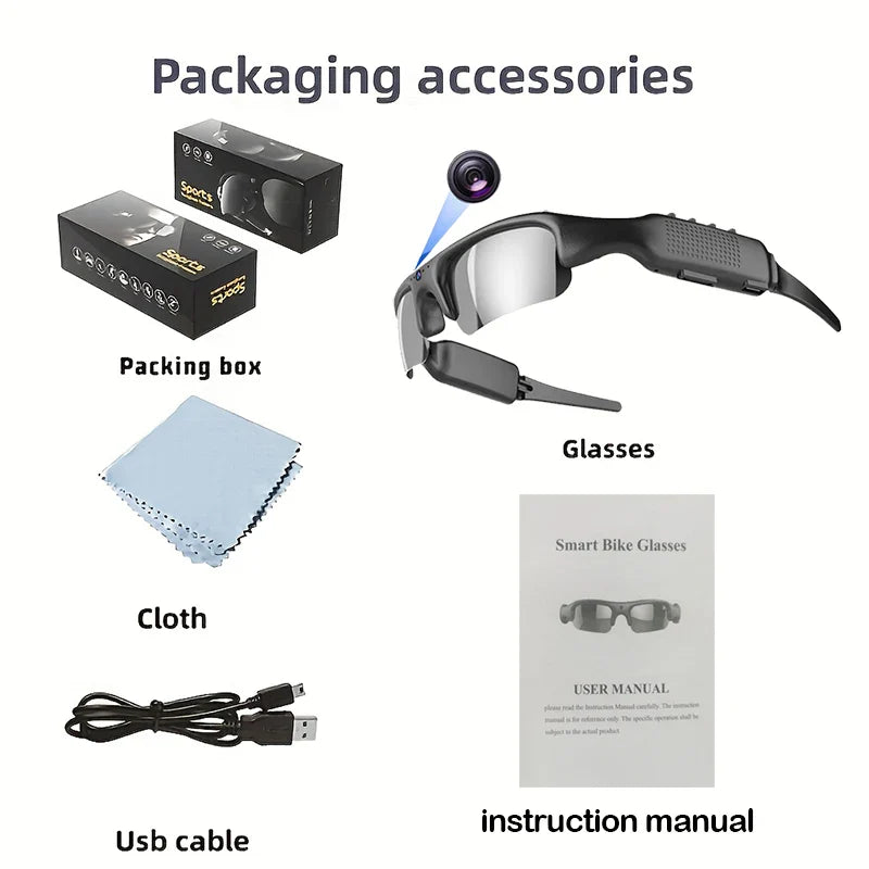 WiFi Camera Glasses – 1080P HD Video for E-Bike Riders