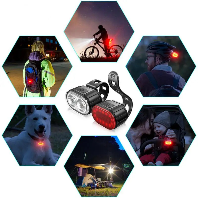 USB Rechargeable Bike Lights – Front and Rear Set for E-Bikes
