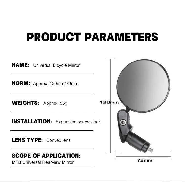 Set of 2 Adjustable Bike Rearview Mirrors – Wide Angle, 360° Rotation