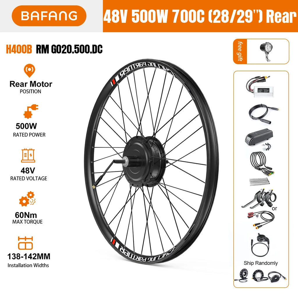 29" 700C 48V 500W Rear Hub Motor Kit – Cassette Compatible E-Bike Conversion