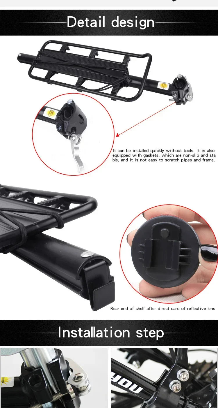 Quick Release Mountain Bike Rear Seat Rack Bicycle Carrier Baggage Rack Cycling Equipment Single Speed Bike Accessories