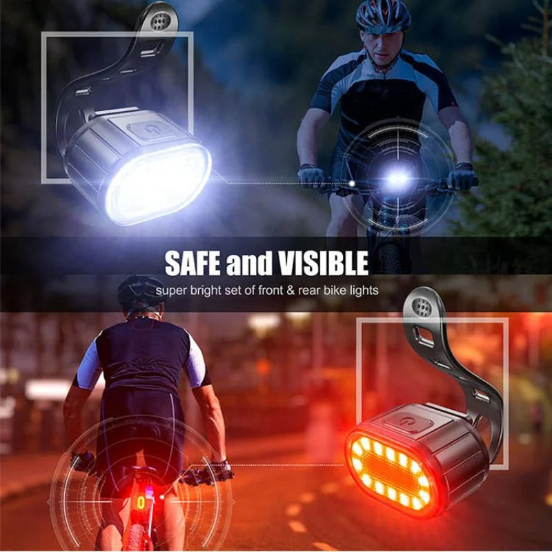 USB Rechargeable Bike Lights – Front and Rear Set for E-Bikes