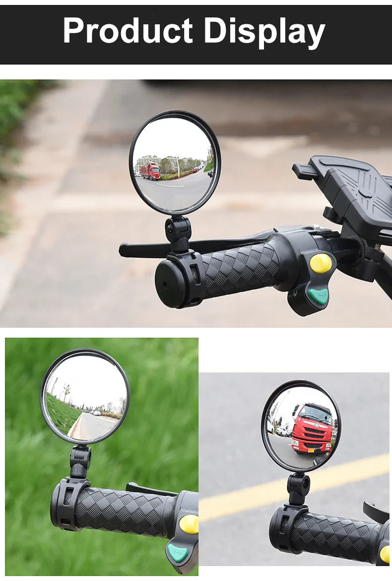 Universal Bike Rearview Mirrors – 2PCS, Rotatable 360°