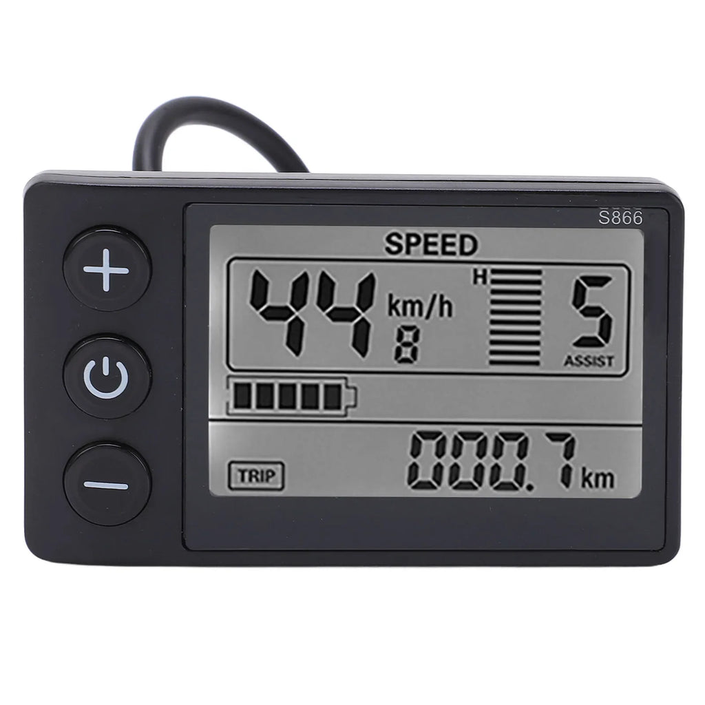S866 Electric Bike LCD Display Meter 24V 36V 48V Control Panel with Waterproof Plug
