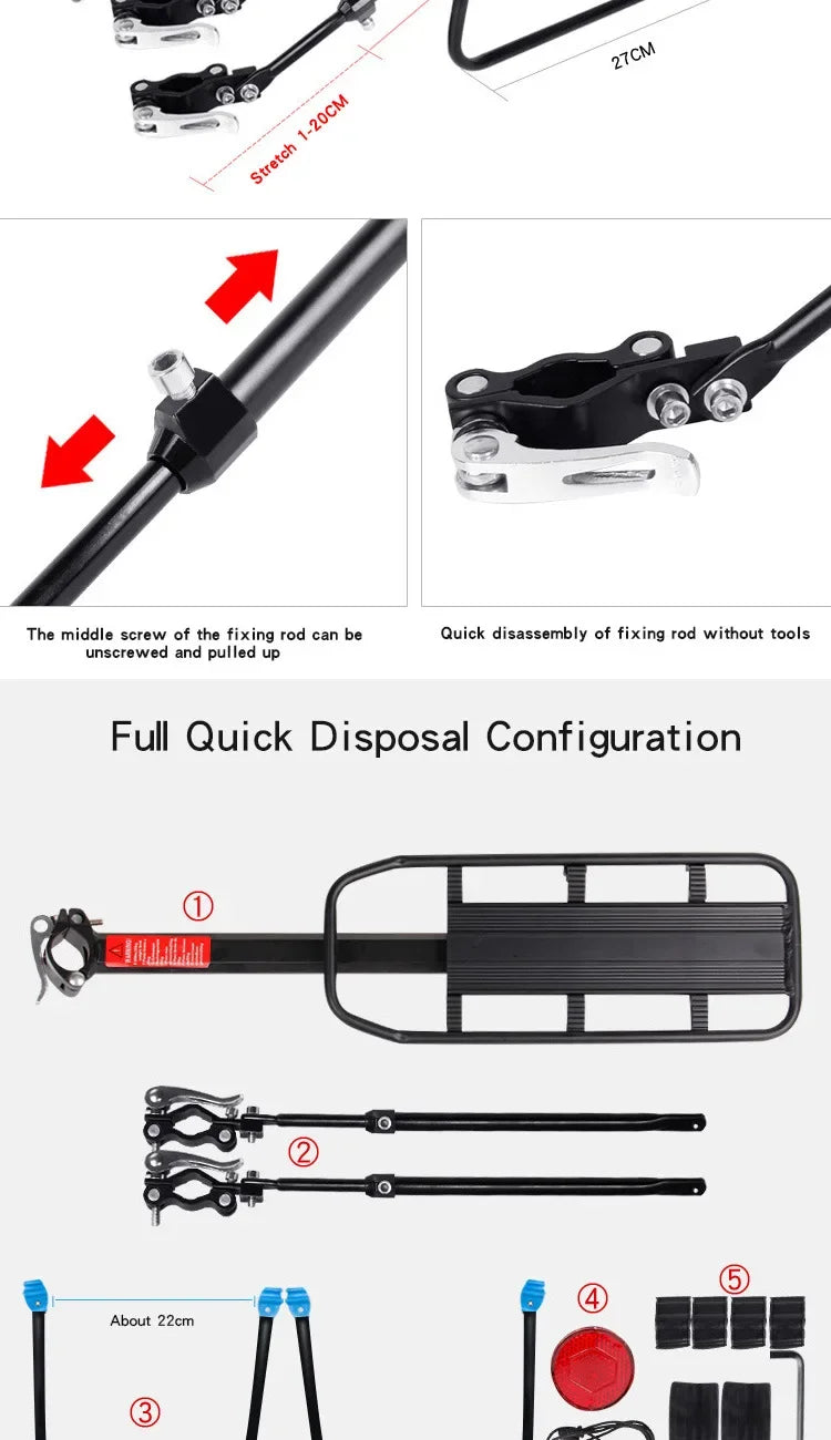 Quick Release Mountain Bike Rear Seat Rack Bicycle Carrier Baggage Rack Cycling Equipment Single Speed Bike Accessories
