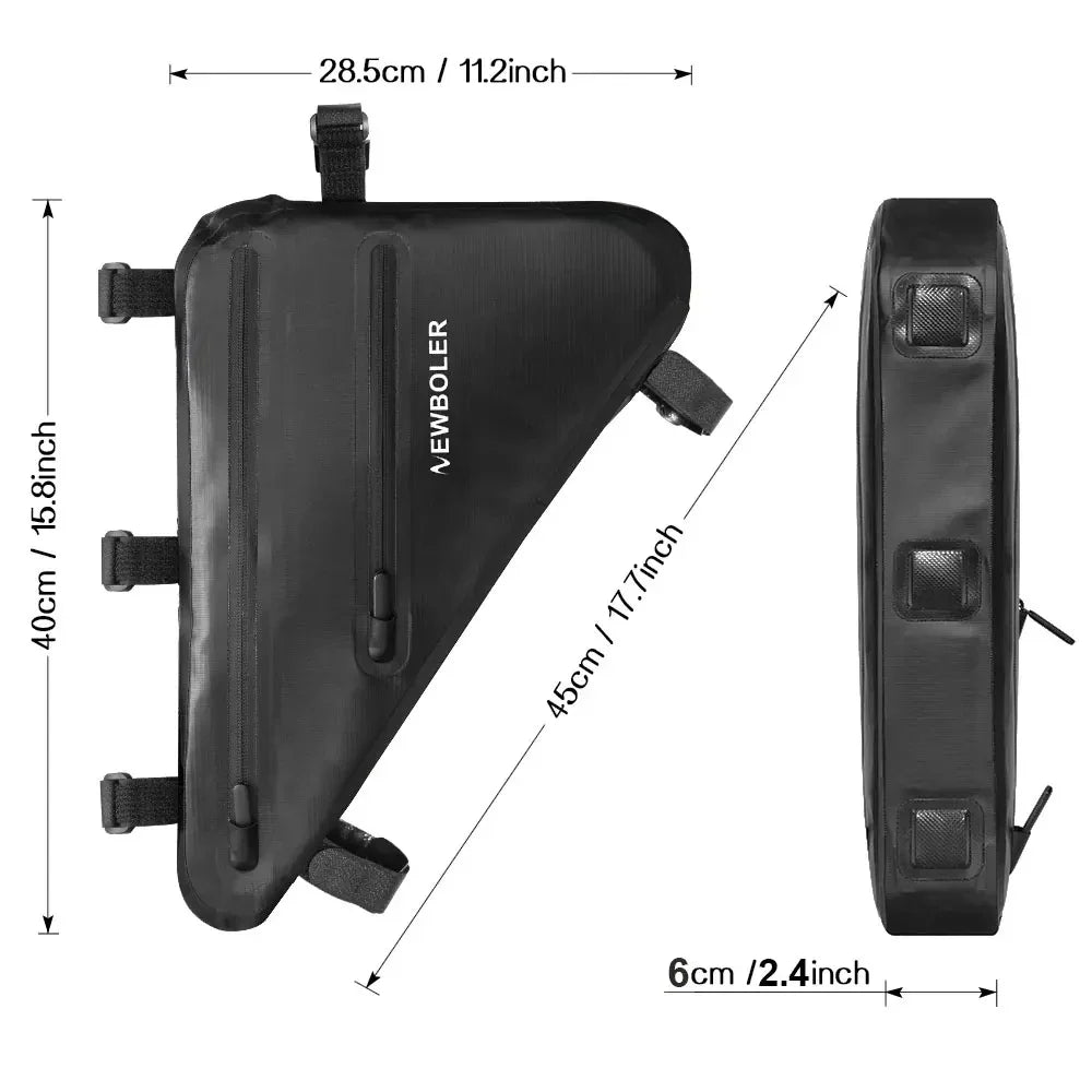 NEWBOLER Waterproof Triangle Bike Frame Bag – Rainproof, Large Capacity Pouch for MTB & Road Bikes